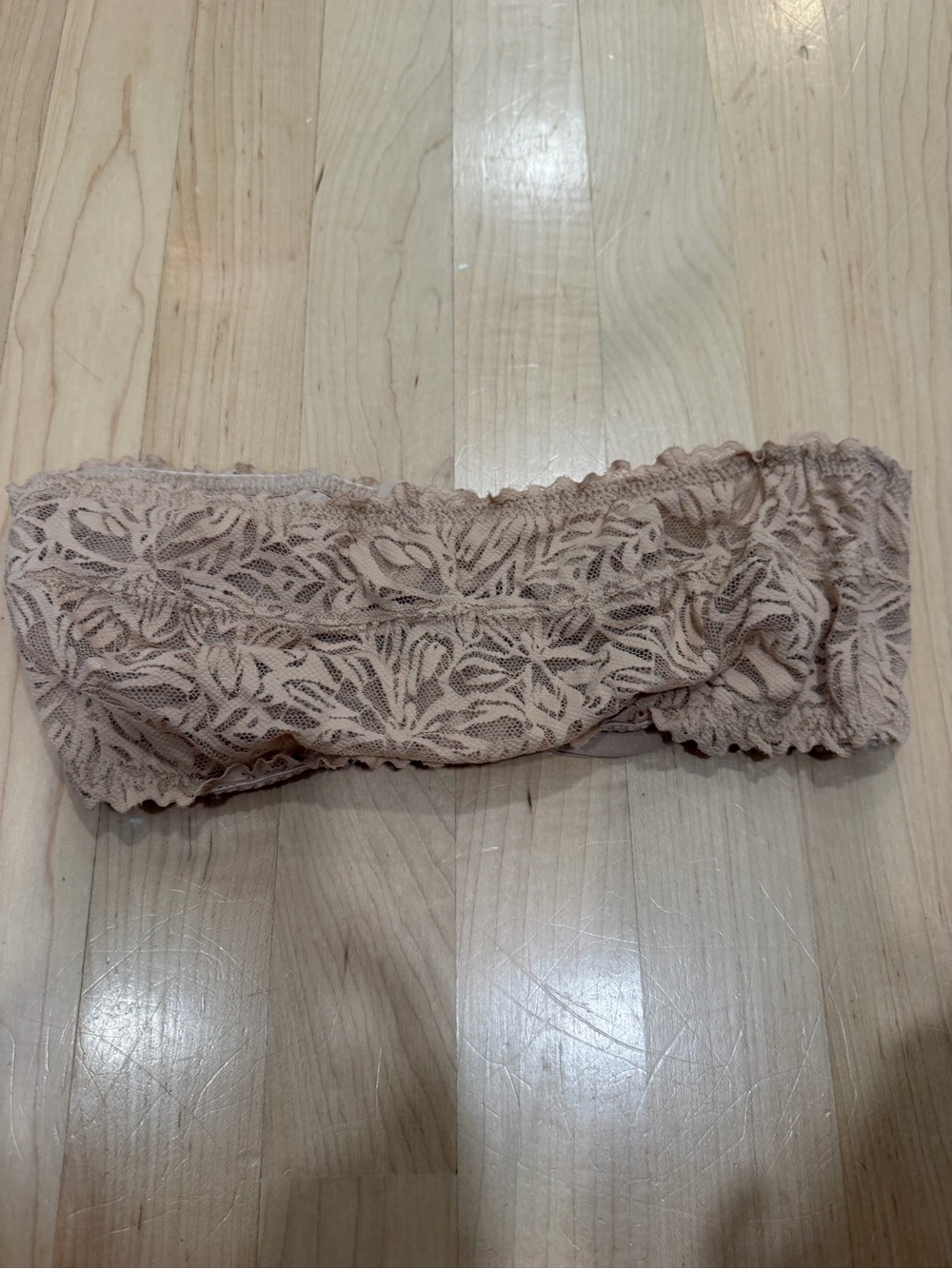 aerie Lace Bandeau Bra in Nude Tan